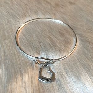 Silver Heart Bangle Bracelet